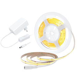 Solight LED COB pásek, sada s adaptérem, vypínač, 5m, 8W/m, 800lm/m, teplá bílá WM59-WW