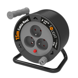 Solight prodlužovací přívod na bubnu 15m, 3 zásuvky, černý kabel, 3x 1,0mm2 PB24B