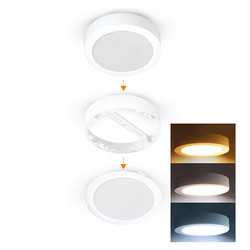 Solight LED mini panel koupelnový 2v1, 3CCT, podhledový/přisazený, 12W, 1020lm, IP54, bílá, kulatý WD240-W