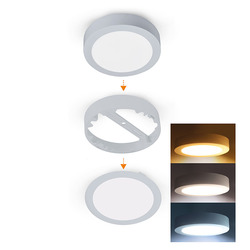 Solight LED mini panel koupelnový 2v1, 3CCT, podhledový/přisazený, 12W, 1020lm, IP54, stříbrná, kulatý WD240-S