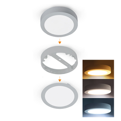 Solight LED mini panel koupelnový 2v1, 3CCT, podhledový/přisazený, 18W, 1530lm, IP54, stříbrná, kulatý WD242-S