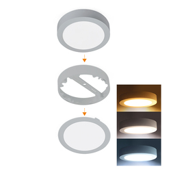 Solight LED mini panel koupelnový 2v1, 3CCT, podhledový/přisazený, 24W, 2040lm, IP54, stříbrná, kulatý WD244-S