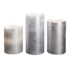 Solight sada LED svíček, 3x svíčka, 10/13/16cm, stříbrná barva, 3x AAA 1V286