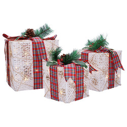 Solight sada 3 LED vánočních dárků, 48x LED, IP44, 230V 1V291