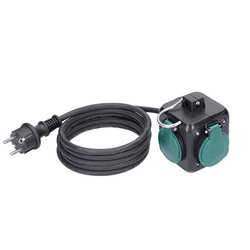 Solight prodlužovací přívod kostka 5m, 3 zásuvky IP44, 3 x 1.5mm2, kabel guma H05RR-F PP326