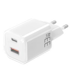Solight 33W GaN fast charge USB-A + USB-C adaptér, bílý DC75W