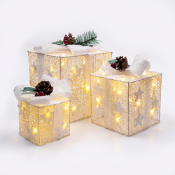 Solight sada 3 LED vánočních dárků, 48x LED, IP44, 230V, bílé provedení 1V304