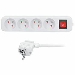 Solight prodlužovací přívod, 4 zásuvky, bílý, vypínač, 5m PP33