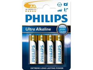 Baterie alkalická 1,5V AA Philips LR6 ULTRA ALKALINE 4ks