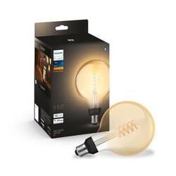 Philips HUE white LED Filament žárovka E27 G125 7W 550lm 2100K IP20, stmívatelná