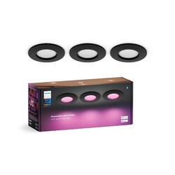 Philips Hue WCA Slim zápustné svítidlo 3x LED 8,3W 790lm 2200-6500K RGB CRI80 9cm kulaté IP44, černé