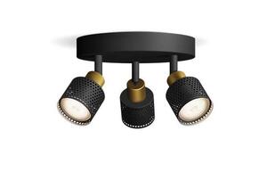Philips Niall bodové svítidlo 3x GU10 5W bez zdroje 20cm kulaté IP20, černé