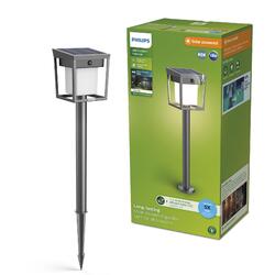 Philips Blaise UltraEfficient solární LED sloupek se senzorem 1,5W 250/20lm 3000K IP44, hranatý, antracit