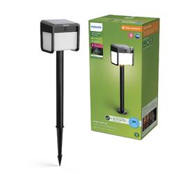 Philips Ezra UltraEfficient solární LED sloupek se senzorem 1,8W 250/25lm 3000K IP44, hranatý, černý
