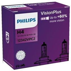 Philips H4 12V 60/55W P43t Vision Plus +60%  2ks 12342VPC2