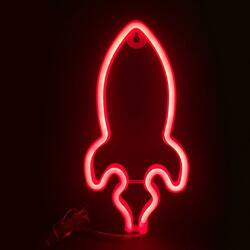 ACA Lighting RAKETA, 87 neonová LED lampička na baterie (3xAA)/USB, červená, IP20, 13.5x2x27cm F04004320