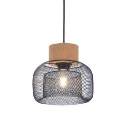 ACA Lighting závěsné svítidlo 1XE27 korek + černý kov D22XH120CM MARACU GN51P122CB