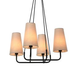 ACA Lighting závěsné svítidlo 4XE14 černý kov + béžové stínítko 57X57XH110CM TUSCAN HL35424P59BG