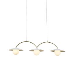 ACA Lighting závěsné svítidlo FLERIA 3xG9 bílá základna a zlatá tyč s akrylovým stínítkem HM235P3