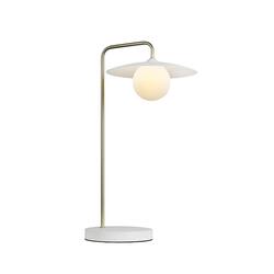 ACA Lighting stolní lampa FLERIA 1xG9 bílá základna a zlatá stojna s akrylovým stínítkem HM235T1