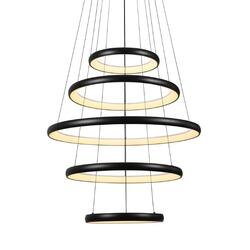 ACA Lighting závěsné svítidlo HARMONY LED 80W 6400lm CCT IP20 černý kov + akryl HM23LEDP5BKCCT