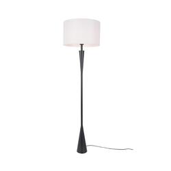ACA Lighting stojací lampa PLANN černý kov bílé stínítko 1xE27 MF240451