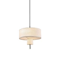 ACA Lighting závěsné svítidlo ANAFI černý kov béžové textilní stínítko 2xE27 MP240323