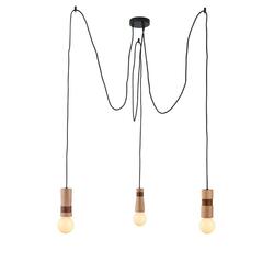 ACA Lighting závěsné svítidlo 3XE27 dřevo + kůže D6(3)XH220CM MEMPHIS OD783P80