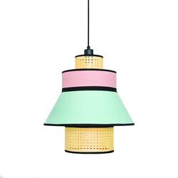 ACA Lighting závěsné svítidlo 1XE27 JAPAN růžová/mentolová textil+ratan D42XH190CM TF20881P