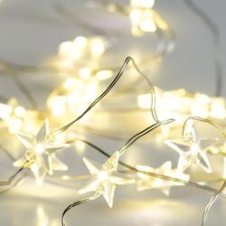ACA Lighting hvězdičky 20 LED řetěz teplá bílá stříbrný kabel na baterie 2xAA IP20 2m+10cm 1.2W X01201112