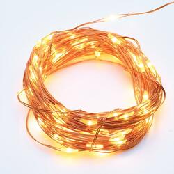 ACA Lighting 20 LED měďený kabel dekorační řetěz s časovačem 6 On/18 Off WW měďený kabel na baterie 2XAA IP44 2m+10cm X0120125