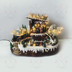 ACA Lighting Vánoční LED vesnice s bruslaři X0309