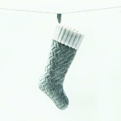 ACA Lighting vánoční ponožka sametová červená barva s bílou kožešinou 20,5x44,5cm X071483