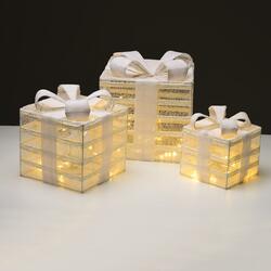 ACA Lighting bílá sada dárkové balíčky,15+25+35 WW LED na baterie 3x3xAA IP20 17,23,28.5cm X11751115