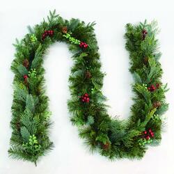 ACA Lighting vánoční girlanda PE/PVC bobule a šišky 270cm X162707