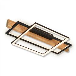 BRILONER Cadre LED stropní svítidlo, přímé a nepřímé osvětlení, 3-krokové spínání, 2 rámy, dekor dřeva, 55x30 cm, černá/dřevo 3839014