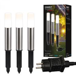 BRILONER Startovací sada Junca – CONNECT TO SHINE, 3ks svítidel pro osvětlení cesty, IP44, design nerez ocel 3925032