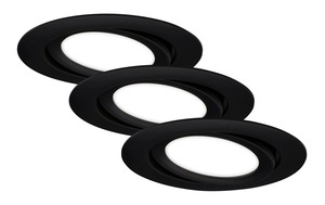 BRILONER 3ks sada LED vestavné svítidlo, pr. 10,6 cm, 7 W, 600 lm, černá BRI 7114-435