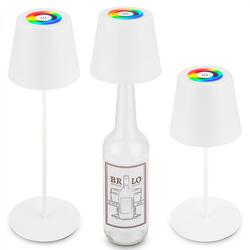 BRILONER Calida 3 v 1 RGBW LED stolní lampička bezdrátová IP44, stmívatelné, dotykový vypínač, bílá 7510016