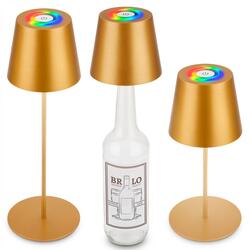 BRILONER Calida 3 v 1 RGBW LED stolní lampička bezdrátová IP44, stmívatelné, dotykový vypínač, zlatá 7510017