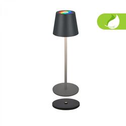 BRILONER Cilano RGBW stolní lampa na baterie IP44, stmívatelné, s nabíjecí základnou, antracit 7517015