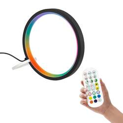 BRILONER Ring stolní lampička - 3W, LED, stmívatelné, dálkový ovladač, RGBIC, černá 7666015