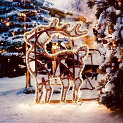 DecoLED LED světelný jelínek 47 × 64 cm, IP67, teple bílá