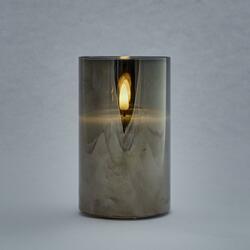 LED svíčka ve skle, 7,5 x 10 cm, šedá