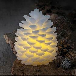 LED svíčka, vosková, šiška, 10 x 13 cm, bílá