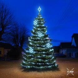 LED světelná sada na stromy vysoké 6-8m, ledová bílá s Flash, dekory EFD01