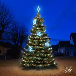 LED světelná sada na stromy vysoké 6-8m, teplá bílá s Flash, ledové dekory EFD01