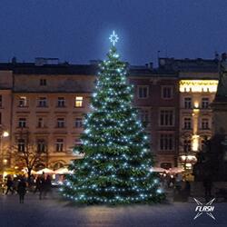 LED světelná sada na stromy vysoké 9-11m, ledová bílá s Flash