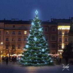 LED světelná sada na stromy vysoké 9-11m, ledová bílá s Flash, dekory EFD05