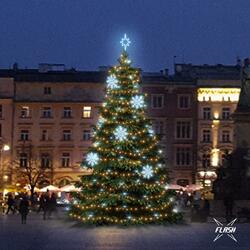 LED světelná sada na stromy vysoké 9-11m, teplá bílá s Flash, ledové dekory 8EFD08